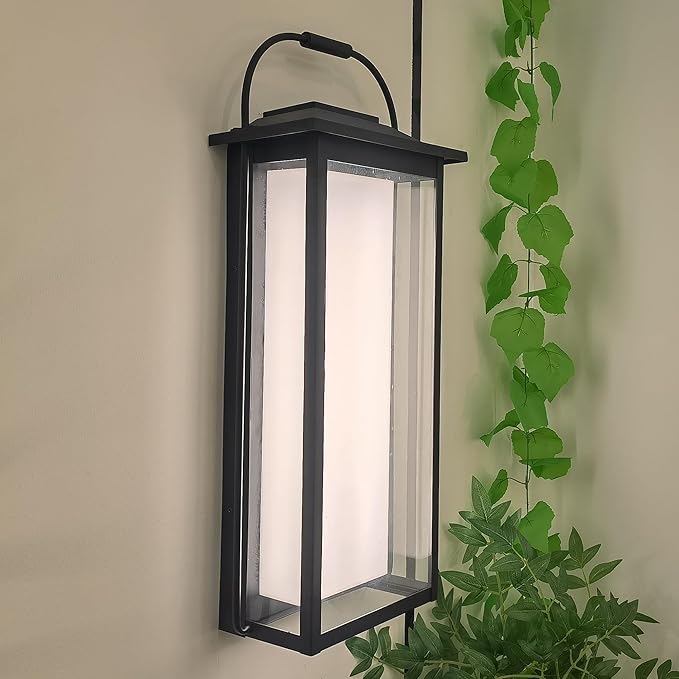 24 Ht Modern Oversized Outdoor Super Bright Wall Sconce with Built-in 2x20W LED Covered by Milky White Acrylic and Clear Glass Suitable for Big House Extra High Walls and Gates.
