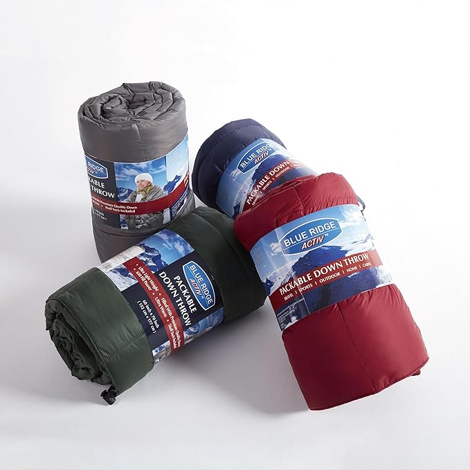 Down Throw Camping Blanket - Packable Lightweight Down Throw Blanket for Outdoor Travel Hiking Picnic RV Puffy Warm Blanket 60 x 70 with Carry Bag 650 Fill Power
