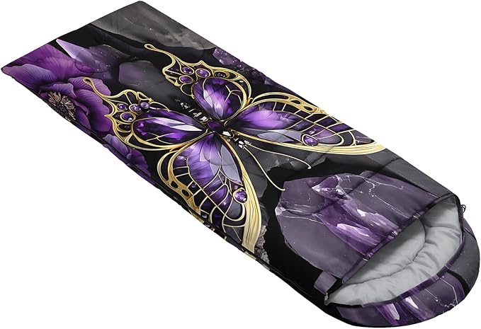AILONEN Kawaii Panda Sleeping BagsLightweight &amp Waterproof3 Season Warm &amp Cool WeatherDreamy Purple Flower Animal Themed Sleeping Bags for BoysGirlsKidsAdults TravellingOutdoors