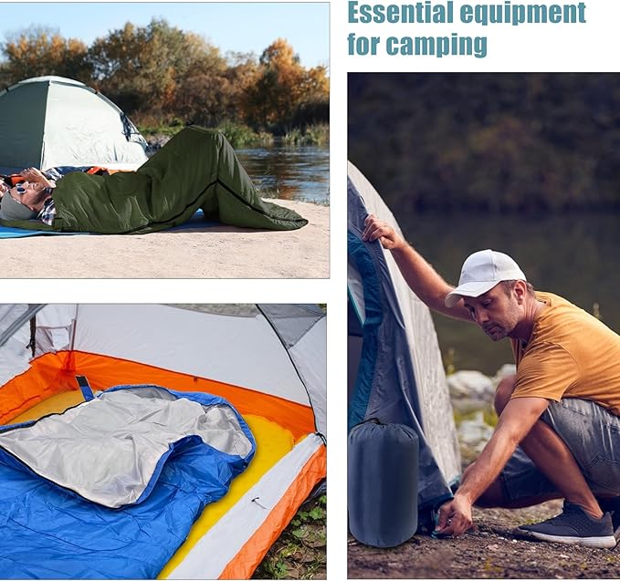12 Pcs Camping Sleeping Bags Bulk 4 Seasons Warm Cold Weather for Homeless Waterproof Lightweight with Compression Bag Camping Gear Equipment for Adults Backpacking Hiking Travel