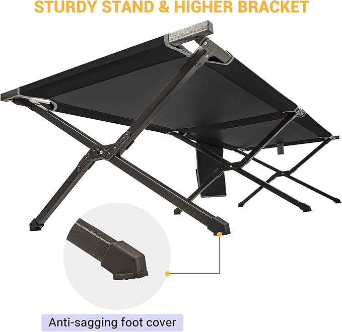 Kingcamp Camping Cot Portable Sleeping Cot for Adults Heavy Duty 81x 30 Oversized Camp Cots with Pocket Folding Outdoor Camping Bed for Travel Camp Beach HikeOutdoor and Indoor Use(Black)