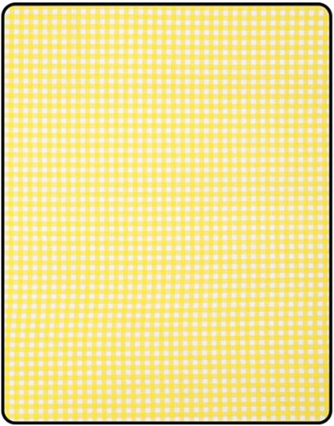 Picnic Mat with Yellow Grids Printing Foldable Thicken Camping Blanket Aluminum Film Insulated Lightweight and Portable for Outdoor Use