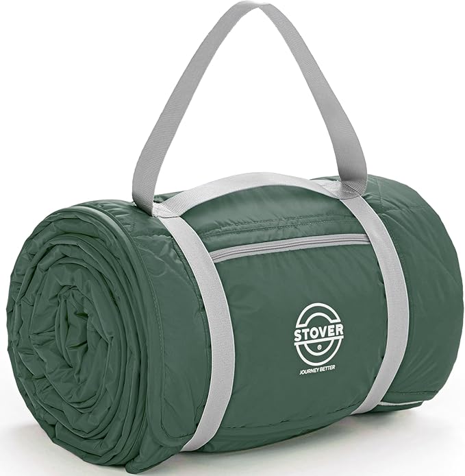 STOVER Large Waterproof Outdoor Stadium Blanket- Extra Thick Soft Fleece Camping Blanket for Travel Picnics Sports Dogs 79x55 Warm Windproof Sand-Proof Lightweight Packable (Game Day Green)