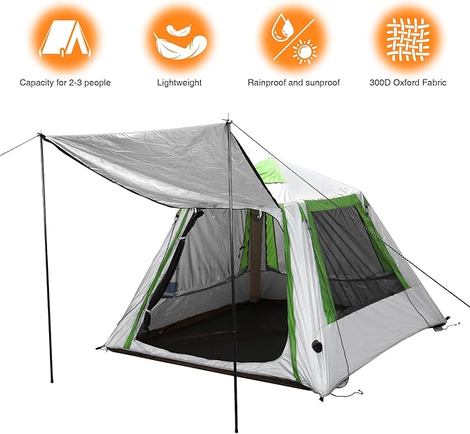Camping Tent for 2 Person 3 Person Easy Setup Automatic Inflatable Camping Tent Oxford Waterproof Up Tent for Hiking