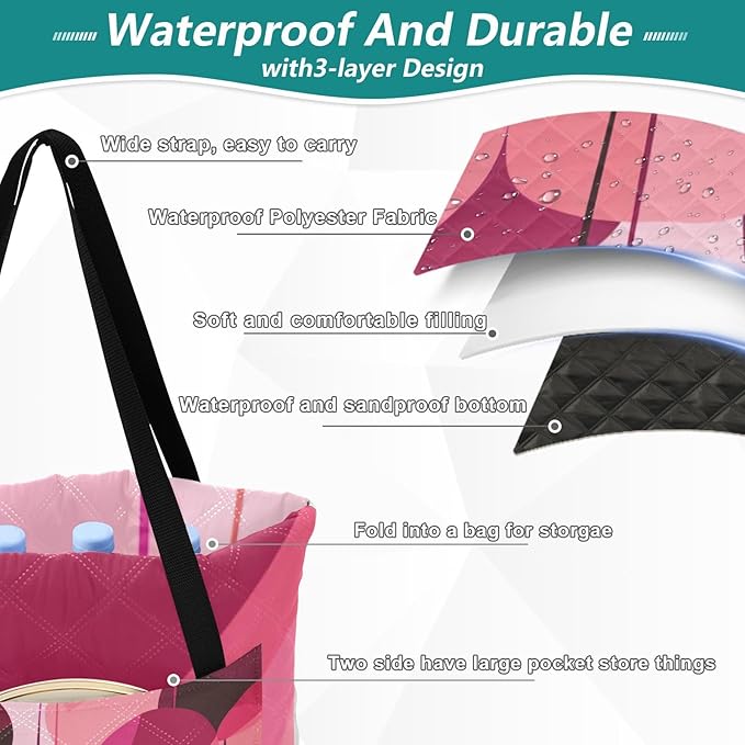 Camping Blanket Portable Hiking Travel Picnic Blankets for Adults Concert Blanket Art Balloon Magenta Peach 60x80in