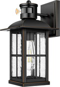 13in Motion Sensor Porch Light Anti-Rust 100% Aluminum Dusk to Dawn Outdoor Light Fixtures Exterior Wall Lantern Sconce Lighting Matte Black Outside Lights for House Wall Mount for Entryway Garage