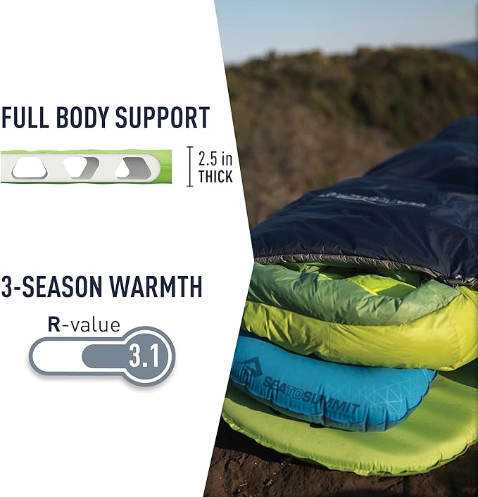 Sea to Summit Comfort Light Self-Inflating Foam Sleeping Pad for Camping and Backpacking Regular (72 x 20 x 2 inches)