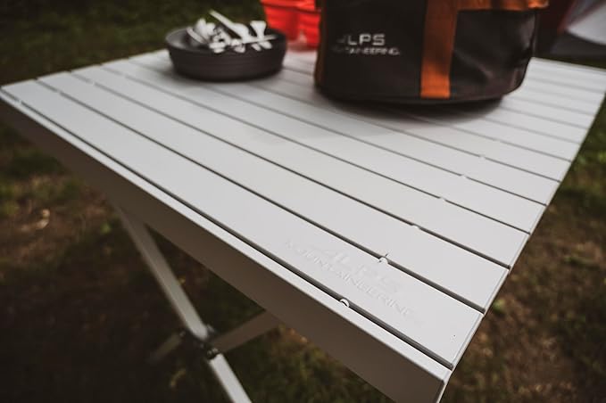 ALPS Mountaineering Folding Camping Table with Smooth Easy-to-Clean Roll Top and Sturdy and Lightweight Aluminum X Frame Shoulder Carry Bag 3 Sizes