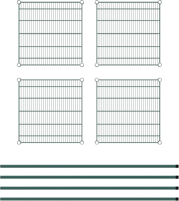 Commercial NSF Listed Green Epoxy Stationary Wire Shelving Kit 24 x 24 x 64 with 4 Shelves Perfect for Warehouse Walk-in Refrigerator Freezer Grocery Store Restaurant Dishroom