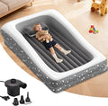 Inflatable Toddler Travel Bed - Grey Soft Toddler air Mattress with Bumpers for Easy to Inflate &amp Deflate - Portable Blow up Toddler Bed Travel with Sides for Trip Sleeping