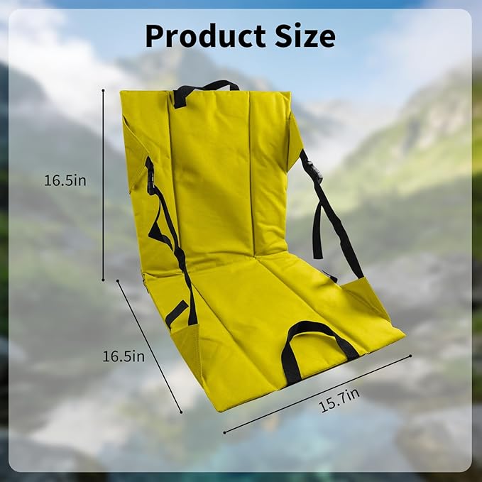 Folding Stadium Seat Cushion with Backrest Portable Bleacher Pad for Camping Fishing15.8'' x 16.5''Lightweight Chair with Backrest for Outdoor Sports and Concerts (Yellow)