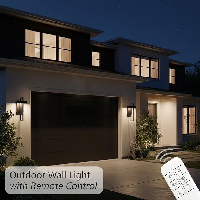 Black Outdoor Wall Light Hardwired 16.5 Modern Outdoor Wall Sconce  Dimmable Adjustable Light 2700K–6500K Waterproof Exterior Wall Light for Porch Front Door GarageWall Mount Lights With Remote