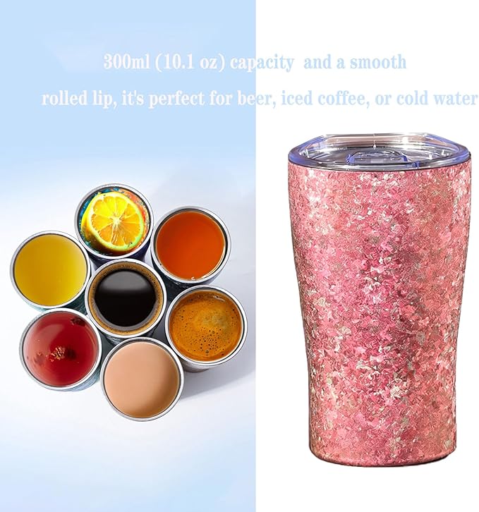 300ml Titanium Cup Double Wall Beer Mug Ultralight Druable Drinkware for Outdoor Camping Multiple Colors Gift for Beer Lovers for Men Women Dishwasher Safe RT155D (Rose red)