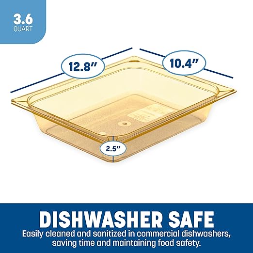 Carlisle FoodService Products 10420B13 StorPlus Gastronorm High-Heat Half-Size Food Pan 2.5 qt. Capacity 12-3/4 x 10-3/8 x 2-1/2 Amber (Case of 6)