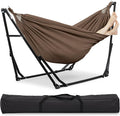 2 in 1 Hammock with Stand Outdoor Hammock Swing Chair with Portable Heavy Duty Stand Multi-Functional Hammock Stand 480 lbs Weight Capacit-Coffee