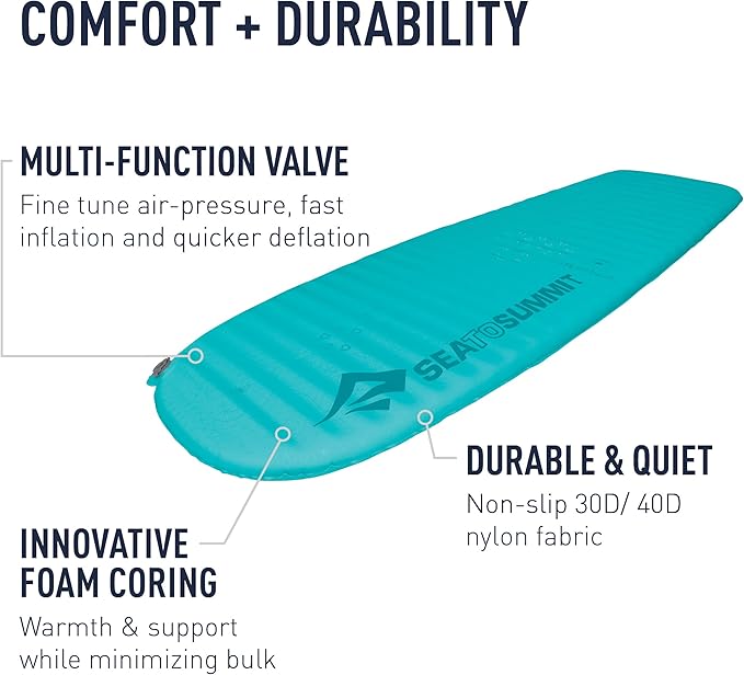 Sea to Summit Comfort Light Self-Inflating Foam Sleeping Pad for Camping and Backpacking Women's Large (72 x 23 x 2 inches)