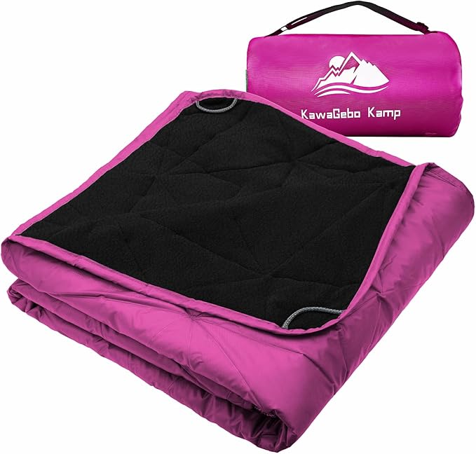 Large Outdoor Waterproof Blanket Extra Thick Fleece Stadium Blanket for Camping Car Pet Picnics - Windproof Wearable Machine Washable 80 x 58 (Rose Purple)