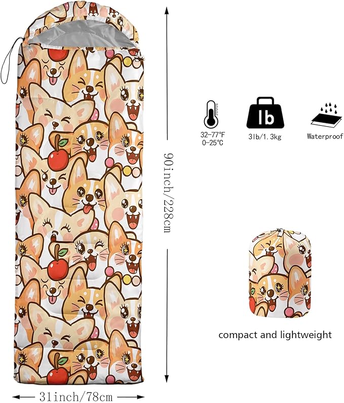 AILONEN Cartoon Camping Sleeping Bag for Boys Girls AdultsLightweight &amp Waterproof3 Season Warm &amp Cold WeatherPortablePrinted Sleeping BagTravelingCampingHiking