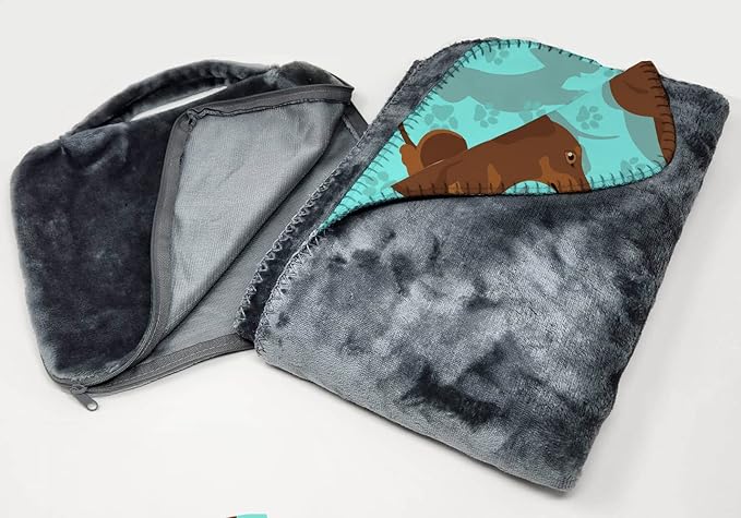 Caroline's Treasures MLM1017TBLT Chocolate and Tan Dachshund Soft Travel Blanket with Bag Airplane Blanket Indoor Outdoor Camping Blanket for Traveling Picnics Beach Trips Concerts