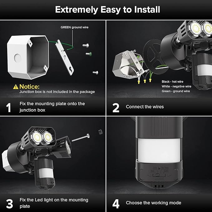 SANSI 28W 3500LM Motion Sensor Outdoor Lights Outdoor Motion Sensor Light Security Lights Detector with 4 Mode 350W Equiv 5000K IP65 Waterproof for Soffit Garage Yard (Black) Hardwired