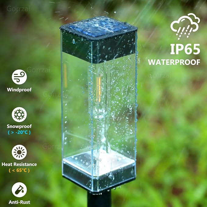 Bright Solar Pathway Lights Outdoor 8 Pack Solar Lights Outdoor LED Waterproof with 3000K Tungsten Filament Bulb Landscape Lighting for Yard Driveway Garden Walkway Lawn Path