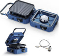 Upgraded WINKIZA 2 Burner Propane Camping Stove with Grill Foldable Camp Stove with 16000 BTU Two Adjustable Burners with Piezo Ignition &amp Easy Carrying Handle Portable Stove for Camping BBQ
