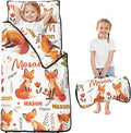 Personalized Toddler Nap Mat – Custom Name Sleeping Bag with Pillow &amp Blanket Roll-Up Nap Mats for Daycare