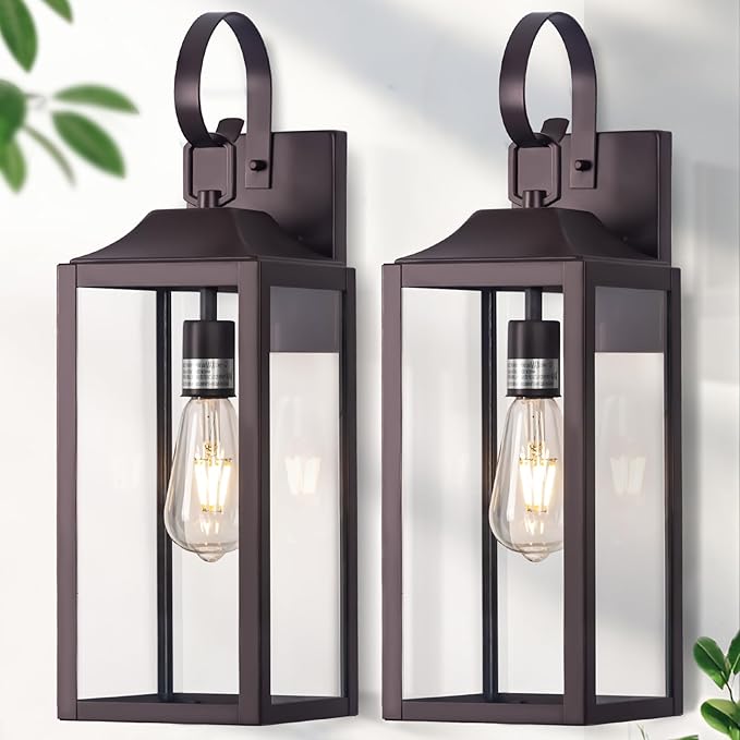 19 Large Outdoor Wall Lantern 2 Pack Bronze Exterior Lighting Fixtures Porch Light Outdoor Light Fixtures Waterproof Wall Sconce Lamps Outside Lights for House Patio Garage Porch