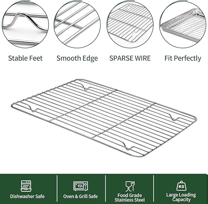 Baking tray and lugga rack set dimensions: 12 x 10 x 1 inch -