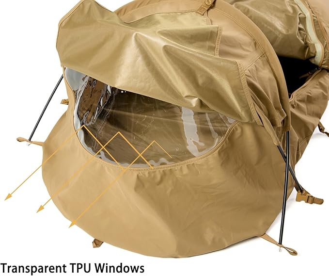 MT Military Hideaway Bivy Cover Stealth Compact Single-Pole Hooped Tent for Modular Sleeping Bags with Mosquito Bug Net MeshWaterproof Breathable Outer Shell Minimalist Shelter
