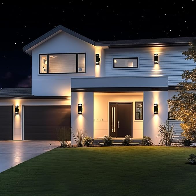 Dusk to Dawn Outdoor Wall Light Brown Exterior Up Down Lights Outdoor Light Fixture Porch Lights Wall Mount 2 Pack IP65 Aluminum Modern Outside Lights for House Front Door Porch