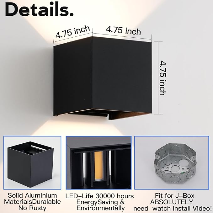 Modern Wall Lights 4 PCS LED Wall Pack Light Waterproof Outdoor Sconces for Porch Patio