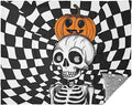Black-and-White Checkered Cartoon Skeleton Lightweight Fuzzy Comfy Throws for Living Room Couch Throw Blanket Soft for Couch Sofa BedParty 50 x 70