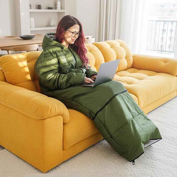 Wearable Sleeping Bag Adult Outdoor &amp Indoor Sleeping Bags Applicable Temperature 25℉-50℉ Designed for Camping Hiking Backpacking and Other Outdoor Adventures
