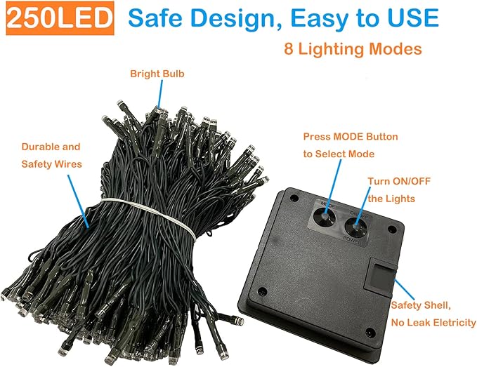 Upgrade 2Pack 500LED Solar String Lights Outdoor Waterproof 180FT Solar Lights Outdoor String with 8 Modes IP65 Waterproof Twinkle Christmas Light for Outside Garden Tree Decoration Warm White
