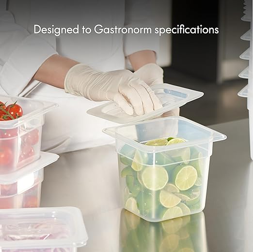 CURTA 6-Pack 1/6 Size 6 Deep Food Pan with Sealing Lid – NSF Commercial-Grade Translucent Polypropylene Stackable Freezer-Safe Storage for Restaurants Catering &amp Buffets