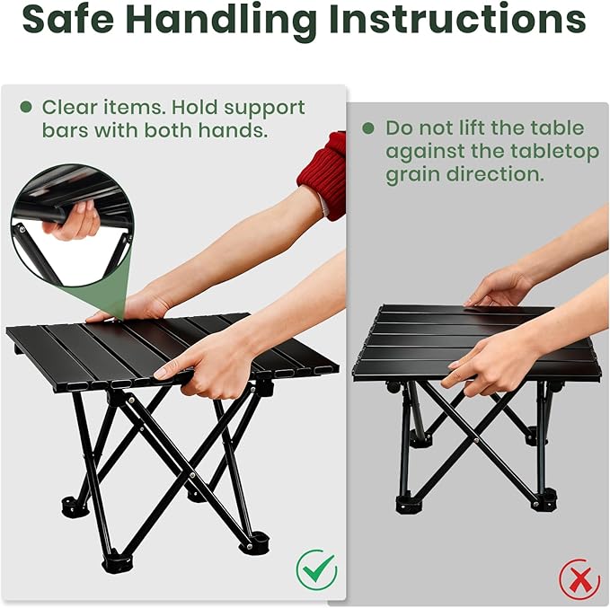 2 Pack Portable Camping Table Foldable Ultralight Small Folding Beach Table with Carry Bag for Outdoor Travel Beach Camp Picnic BBQ Cooking Festival Boat Home Use (Black-S)