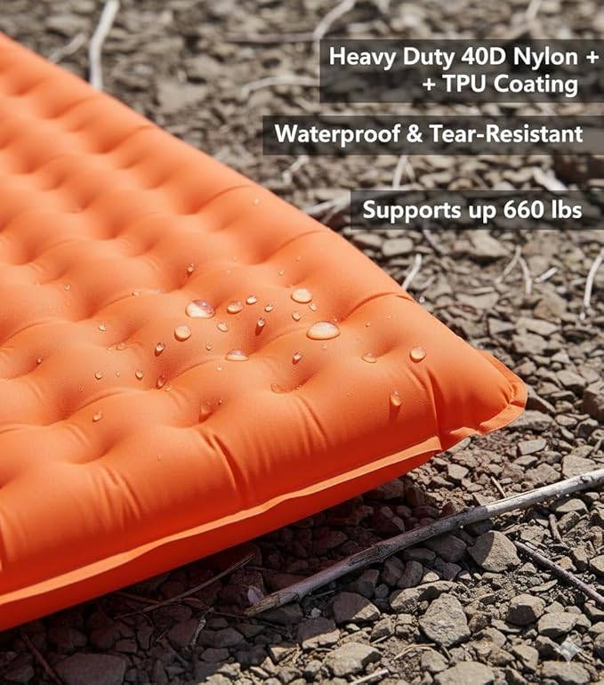 HI FINE CARE Double Camping Sleeping Pad 2 Percon Ultralight Camping Mat with Pillow Built-in Foot Pump Inflatable Sleeping Pads Compact for Hiking Traveling Tent