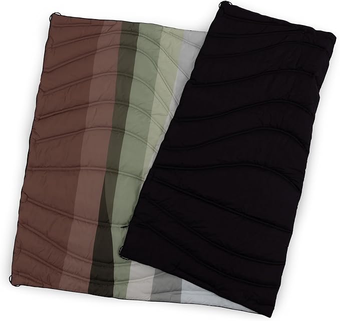 Picnic TIME Aura Outdoor Puffer Blanket Water-Repellent Puffy Printed Picnic Blanket for Camping and Park Large Cozy Outdoor Mat with Drawstring Bag Corner Loops and Pocket (Afternoon Fields)