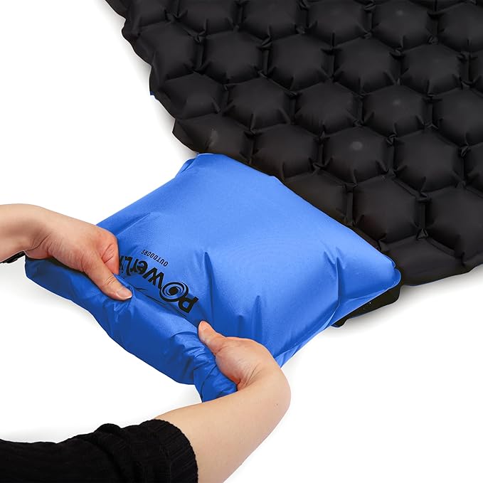 POWERLIX Double Inflatable Sleeping Pad - Camping Mattress for Backpacking Hiking Traveling Compact Camping Sleeping Mat for 2 Person Portable Ultralight Camping Pad Air Mattress Blue