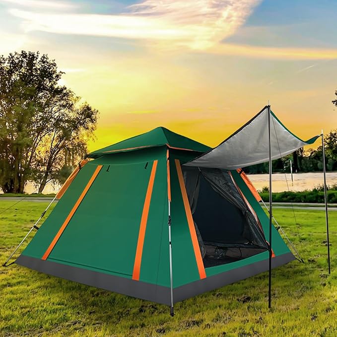 JHshop 4-5 Person Camping Instant Pop Up Tent 2/4/5Person Easy Setup for Camping Hiking and Outdoor Portable Beach Tent - Beach Tent Sun Shelter Outdoor Tent - Green