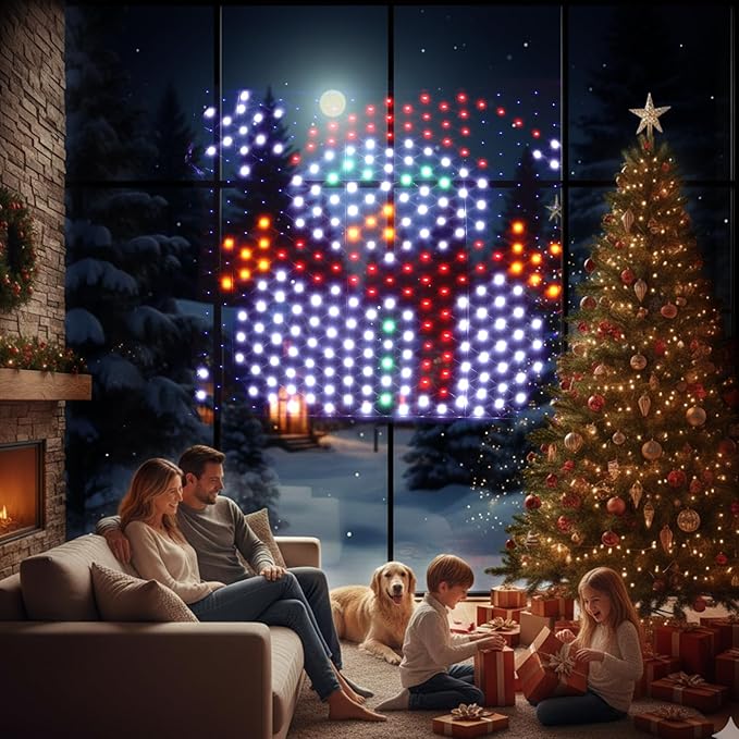 Leisure world LED Snowman Window Silhouette LightsUSB Operated LED Net Outdoor Mesh Lights with Timer 8 Modes for Indoor Outdoor Holiday Xmas Party Decor