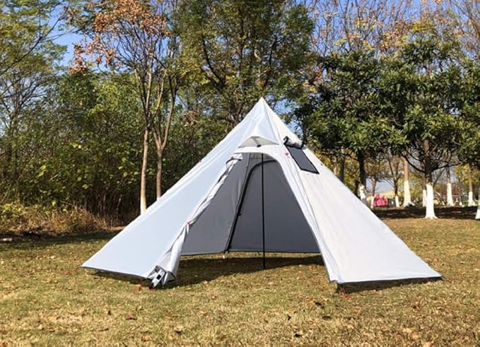 DANCHEL OUTDOOR Backpacking Hot Tent with Stove Jack 4 Season Lightweight Tipi Tent for 2/4/6 Person Winter Camping Hunting 10.5FT-16.4FT