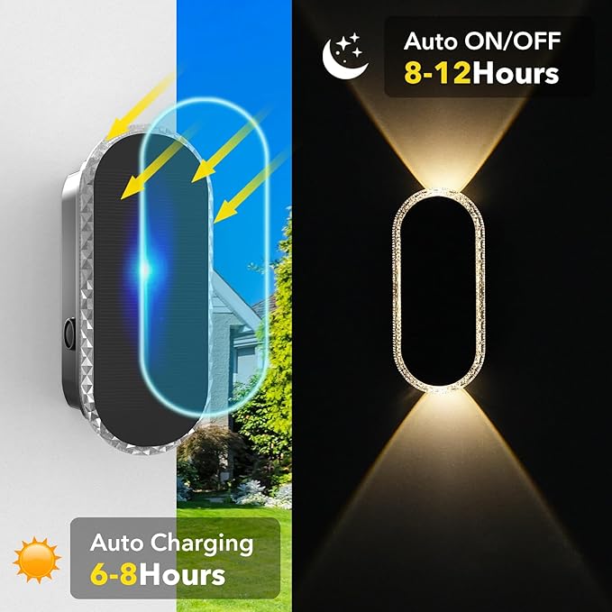 4 Pack Solar Fence Lights RGBW 8-Color Changing Waterproof Top and Bottom Lighting Wall for Landscape/Fence/Patio/Wall/Garden Christmas Solar Lights (2 Installation Modes)