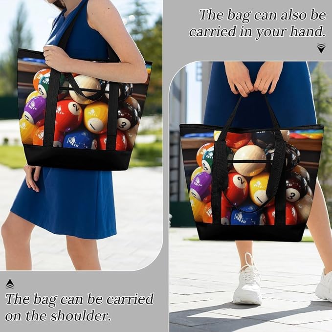 Insulated Shopping BagLarge Reusable Cooler Bags Color Billiards Printed Foldable Shopping BagTravel Waterproof Shoulder Bag