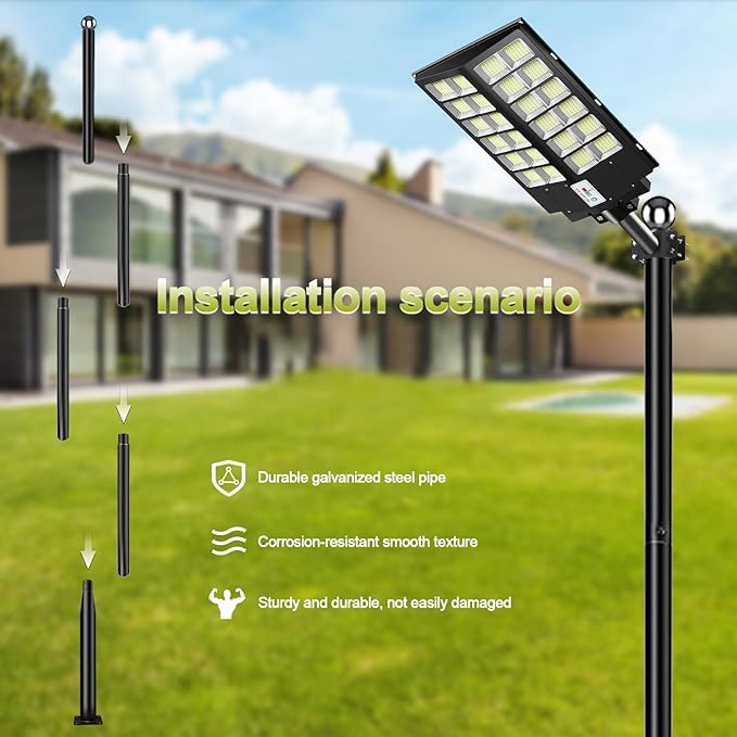 Street Light Pole 16ft Tall - Outdoor Solar Split Street Lamp Post Light Pole with Mounting Steel Anchors for Patio Street Backyard Parking Lot