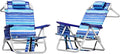 LEMBERI Backpack Beach Chairs for Adults1/2 Pack Folding Heavy Duty Camping Chair with Large Pockets and Cup HolderAdjustable high Beach Lounge Chairs with Towel Rack for OutdoorTravel (2 Blue)