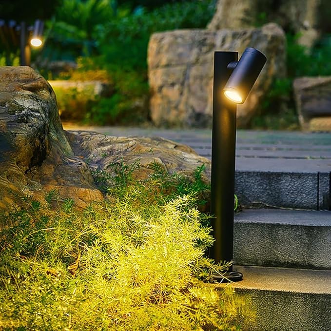 Modern Pathway Lights Adjustable Angle Spotlight Post Lights Outdoor Path Lights LED 2700K Warm Light Walkway Lighting Landscape Sideway Lighting IP65 Waterproof (1-Light)