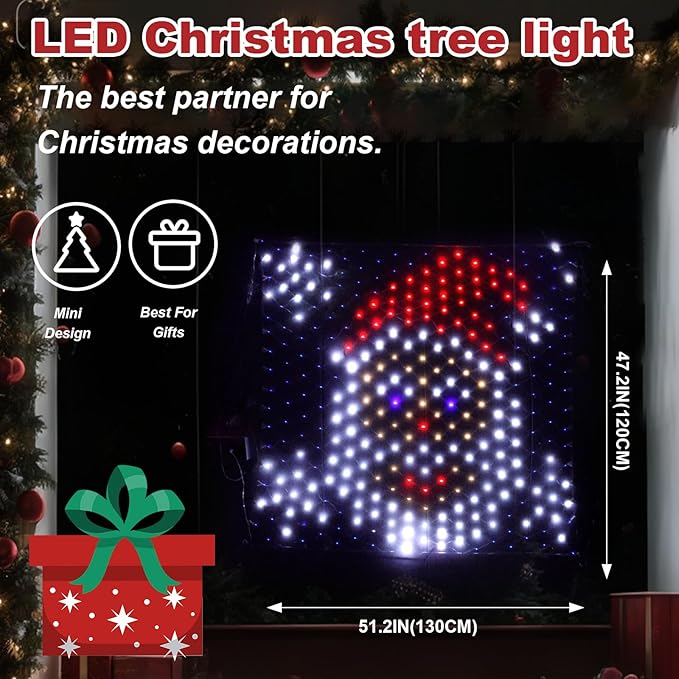 Leisure world LED Santa Window Silhouette LightsUSB Operated LED Net Outdoor Mesh Lights with Timer 8 Modes for Indoor Outdoor Holiday Xmas Party Decor