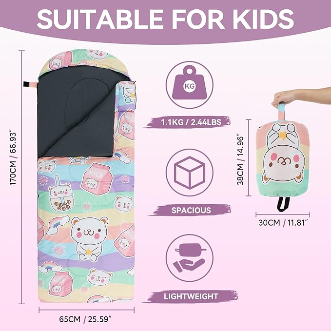 Kids Sleeping Bag for Camping - Lightweight 3 Season Child Backpacking Sleeping Bag and 1-Person Lightweight Backpacking Tent - Waterproof Tent for Single Person
